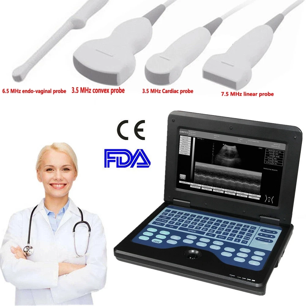 

CONTEC Portable Digital Ultrasound Machine Medical Ultrasonic Systems Scanner Optional Convex Cardiac Endo-vaginal Linear Probe