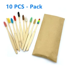 10pc Eco friendly Bamboo Toothbrush Soft Bristles Biodegradable Plastic-Free Oral Care Adults Toothbrush Bamboo Handle Brush