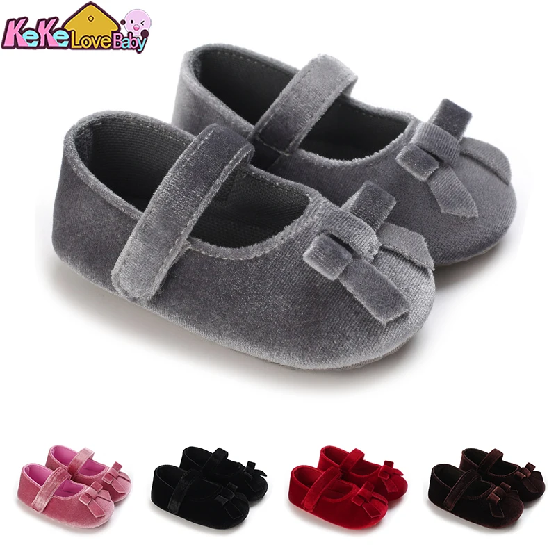 

0-18M Princess Newborn Infant Baby Girls Shoes Velvet Soft Sole Baby Shoes Bow Cute Toddler New Born First Walkers