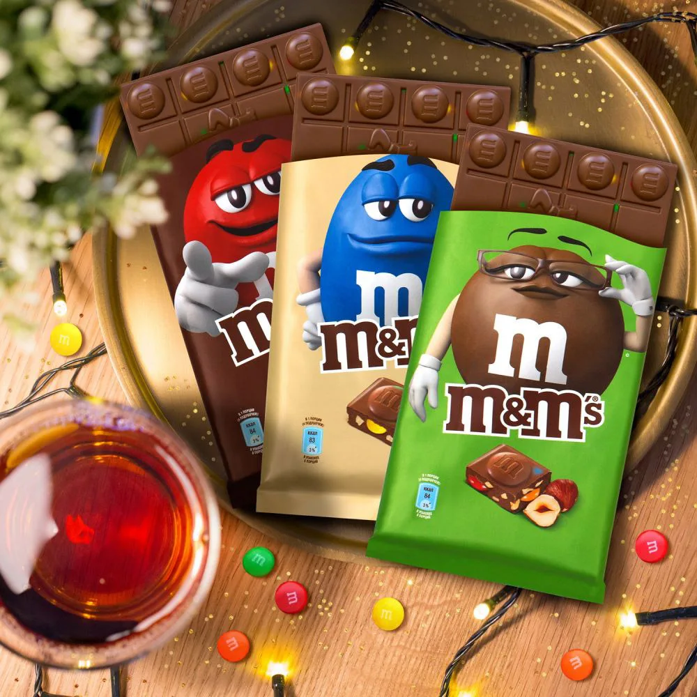 M&M's Шоколадная плитка с миндалем и драже 122г|Драже| |