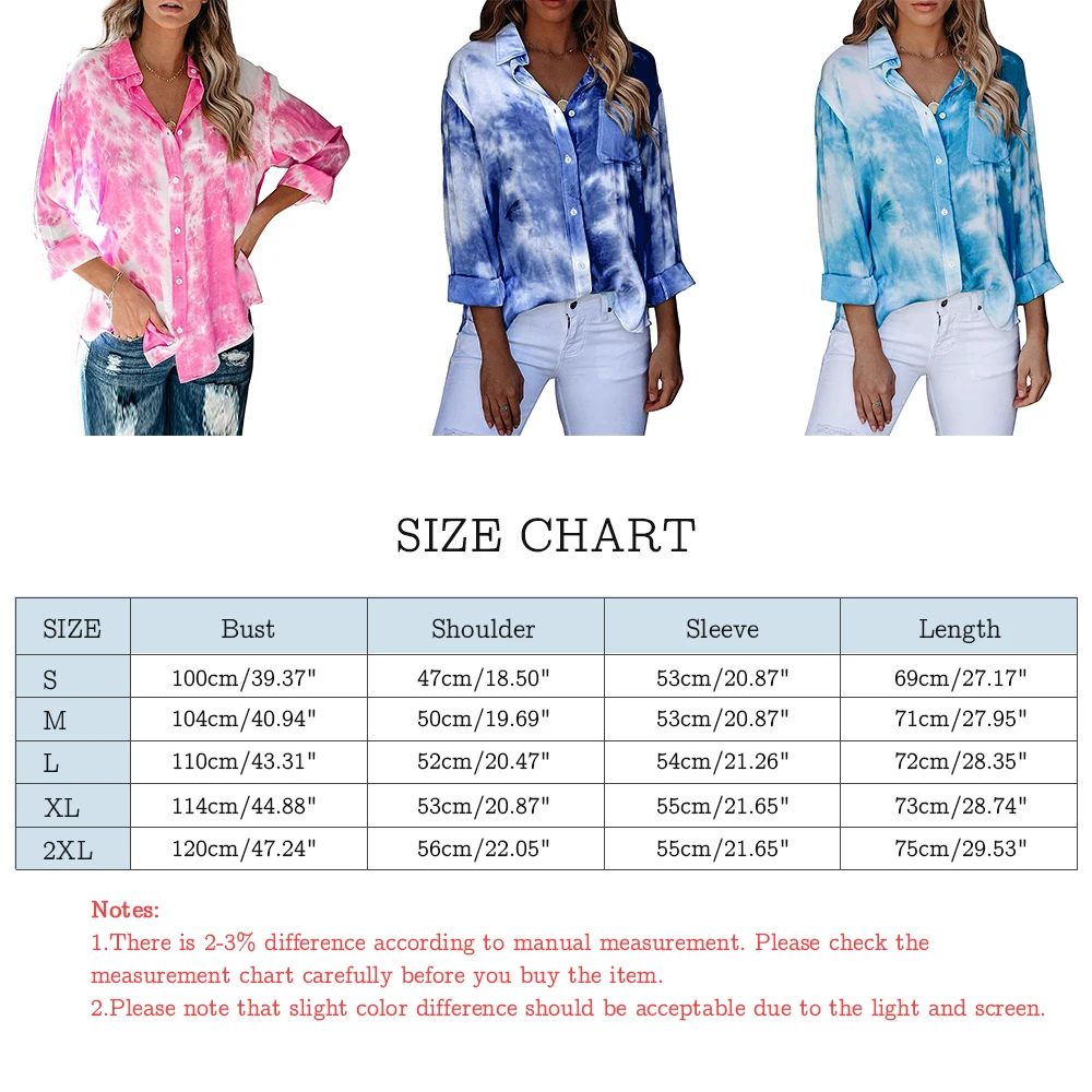 Women Casual Button Down Shirt Tie Dye Print V Neck Blouse Loose Comfy Fashion Elegant Harajuku Korean Femme Basic Tops Mujer 
Women Casual Button Down Shirt Tie Dye Print V Neck Blouse Loose Comfy Fashion Elegant Harajuku Korean Femme Basic Tops Mujer
