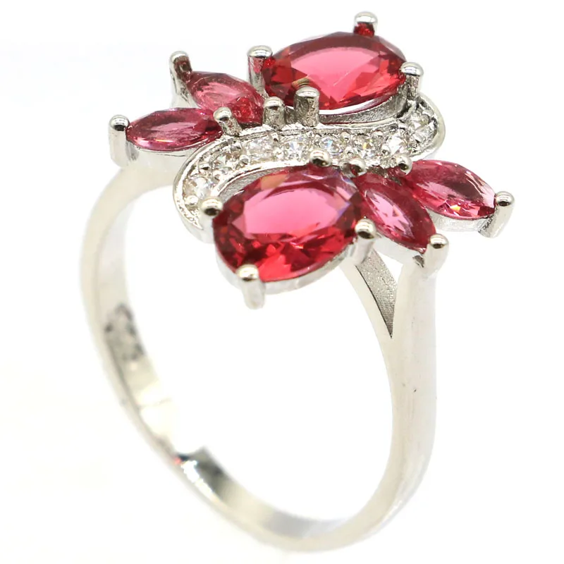 17x6mm Lovely Cute Created Pink Raspberry Rhodolite Garnet White CZ For Women Daily Wear Silver Rings Hot Selling 
17x6mm Lovely Cute Created Pink Raspberry Rhodolite Garnet White CZ For Women Daily Wear Silver Rings Hot Selling