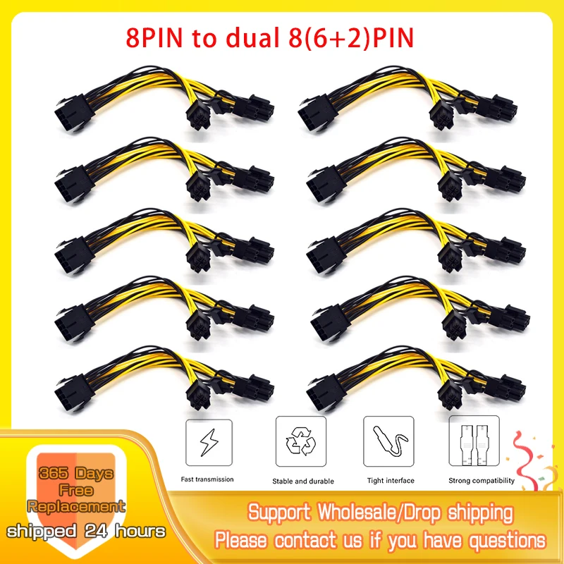 2-10Pcs 8 Pin to Dual 8(6+2)Pin PCI Express Power Cable 20cm Motherboard Graphics Card PCI-E GPU For Power Supply Cable Splitter
2-10Pcs 8 Pin to Dual 8(6+2)Pin PCI Express Power Cable 20cm Motherboard Graphics Card PCI-E GPU For Power Supply Cable Splitter