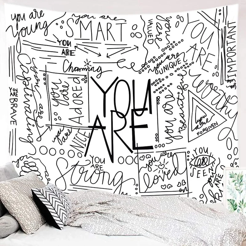 Wall Tapestry Inspirational Art Sayings line Wall Hanging White For Teen Girls Bedroom Dorm Bohemian Interior Sunscreen Cloth
Wall Tapestry Inspirational Art Sayings line Wall Hanging White For Teen Girls Bedroom Dorm Bohemian Interior Sunscreen Cloth
