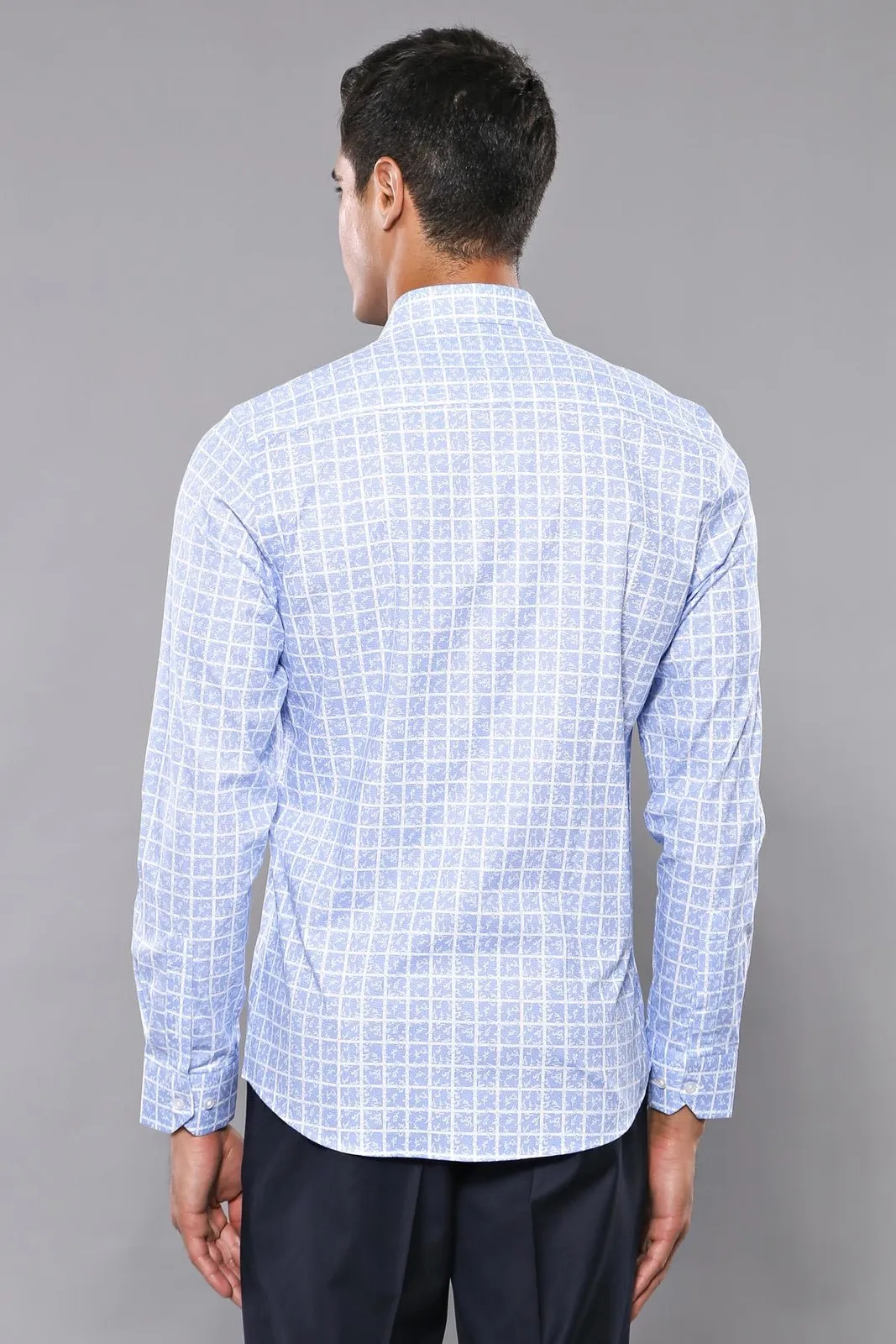 

Square Pattern Blue Long-Sleeve Male Shirt Unimart Shop | Wessi