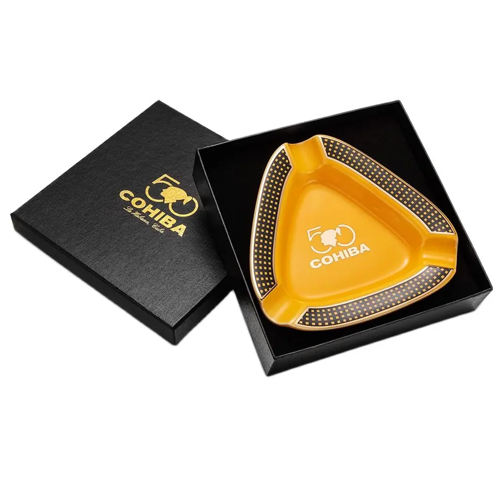 Elegant COHIBA Cigar Ashtray Ceramic 3 Slot Cigar Cigarette Ashtray Large Diameter Gold Trim Cigar Ashtray Smoking Tool With Box
Elegant COHIBA Cigar Ashtray Ceramic 3 Slot Cigar Cigarette Ashtray Large Diameter Gold Trim Cigar Ashtray Smoking Tool With Box