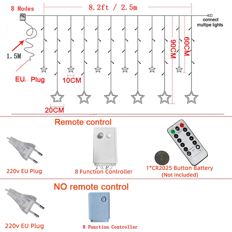 220V EU Plug 2.5M LED Star Fairy Curtain Light Christmas Garland String Lights Lamp For NEW YEAR Wedding Decoration
220V EU Plug 2.5M LED Star Fairy Curtain Light Christmas Garland String Lights Lamp For NEW YEAR Wedding Decoration