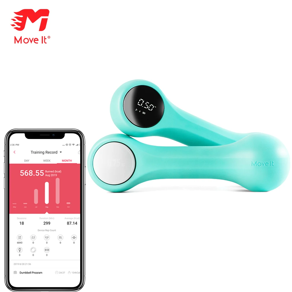 Move It фитнес гантели подключение приложения для женщин Смарт Bluetooth руки