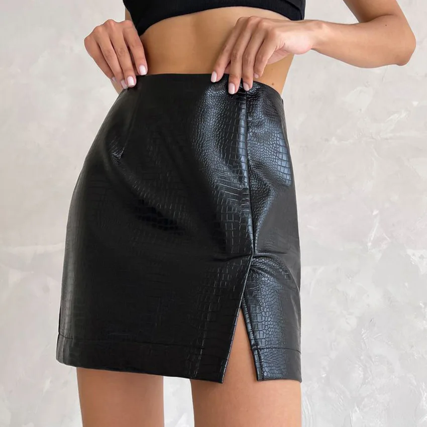 Sexy Women'S PU Leather Skirt Black Package Hip Short Slit High Waist Half Dress
Sexy Women'S PU Leather Skirt Black Package Hip Short Slit High Waist Half Dress