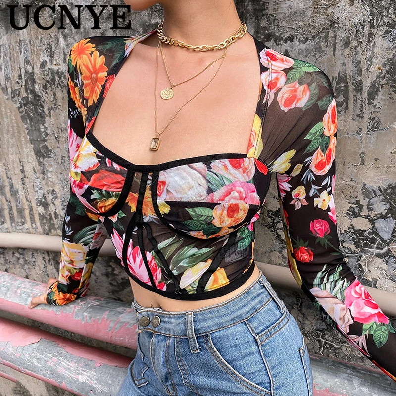 Ucnye 2020 spring long sleeve floral print patchwork sexy crop top summer women streetwear femme outfits women clothing fashion 
Ucnye 2020 spring long sleeve floral print patchwork sexy crop top summer women streetwear femme outfits women clothing fashion