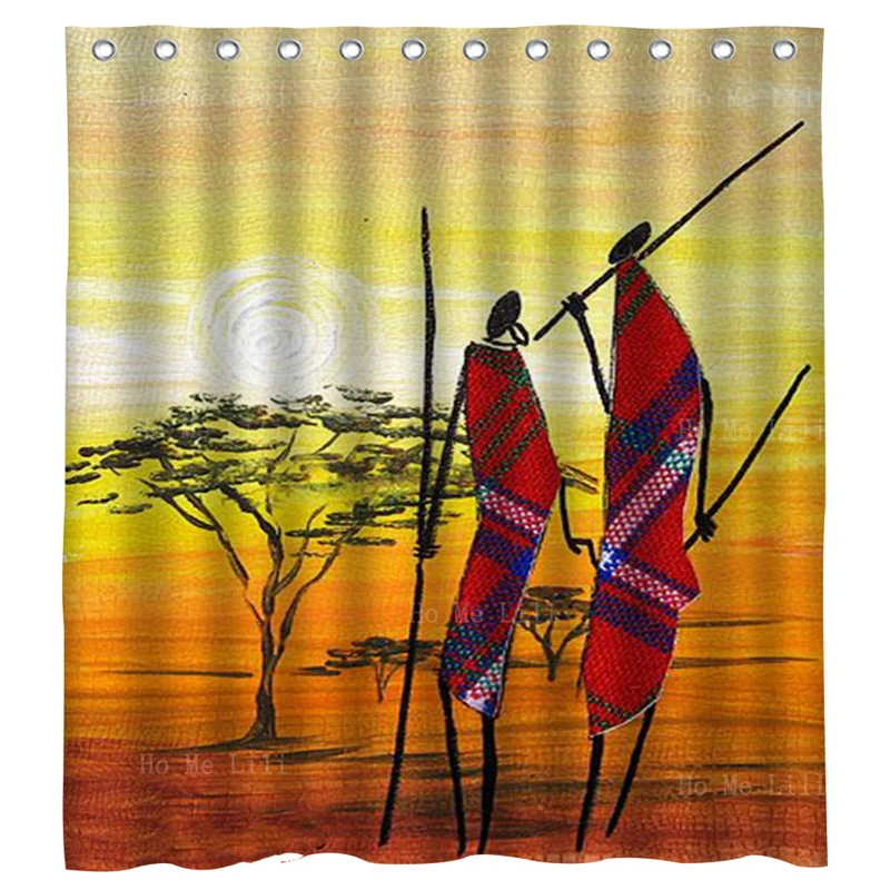 

This Time It Is Africa Excotic Art Traditional Sunset Desert And Women Water Colour Painting Shower Curtain By Ho Me Lili