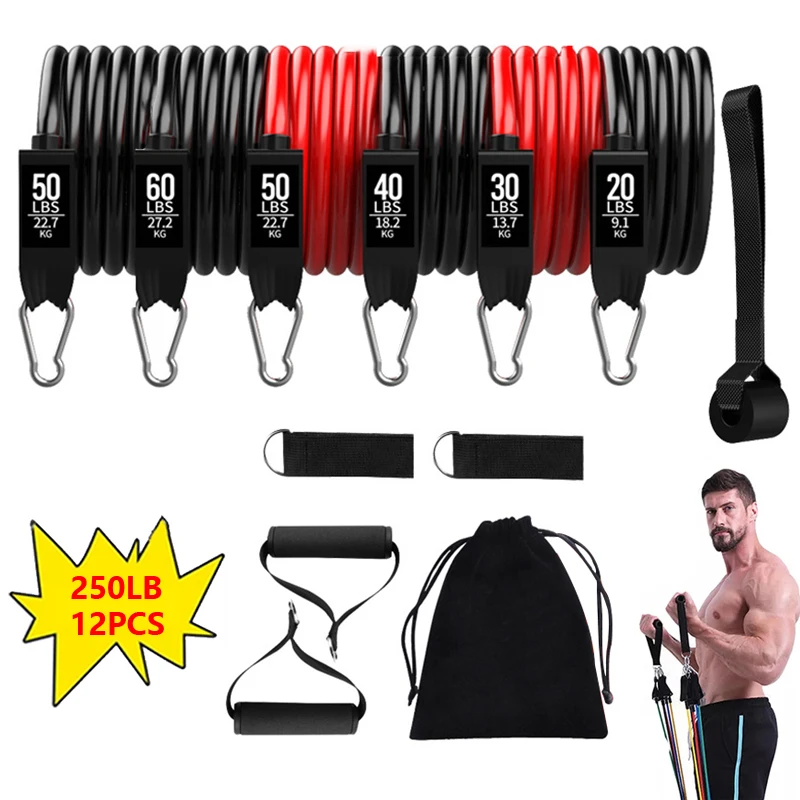 250LB Fitness Resistance Bands Set Yoga Elastic Training Upgrade Pilates Training Exercise Bands Pull Rope Gym Fitness Equipment
250LB Fitness Resistance Bands Set Yoga Elastic Training Upgrade Pilates Training Exercise Bands Pull Rope Gym Fitness Equipment