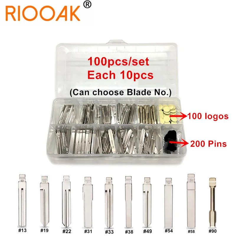 100pcs/set KD VVDI Xhorse Remote Key Blade Uncut Flip Blank Blade Set with 100pcs Car Key Logo Stickers and 200pcs 1.6mm Pins
100pcs/set KD VVDI Xhorse Remote Key Blade Uncut Flip Blank Blade Set with 100pcs Car Key Logo Stickers and 200pcs 1.6mm Pins