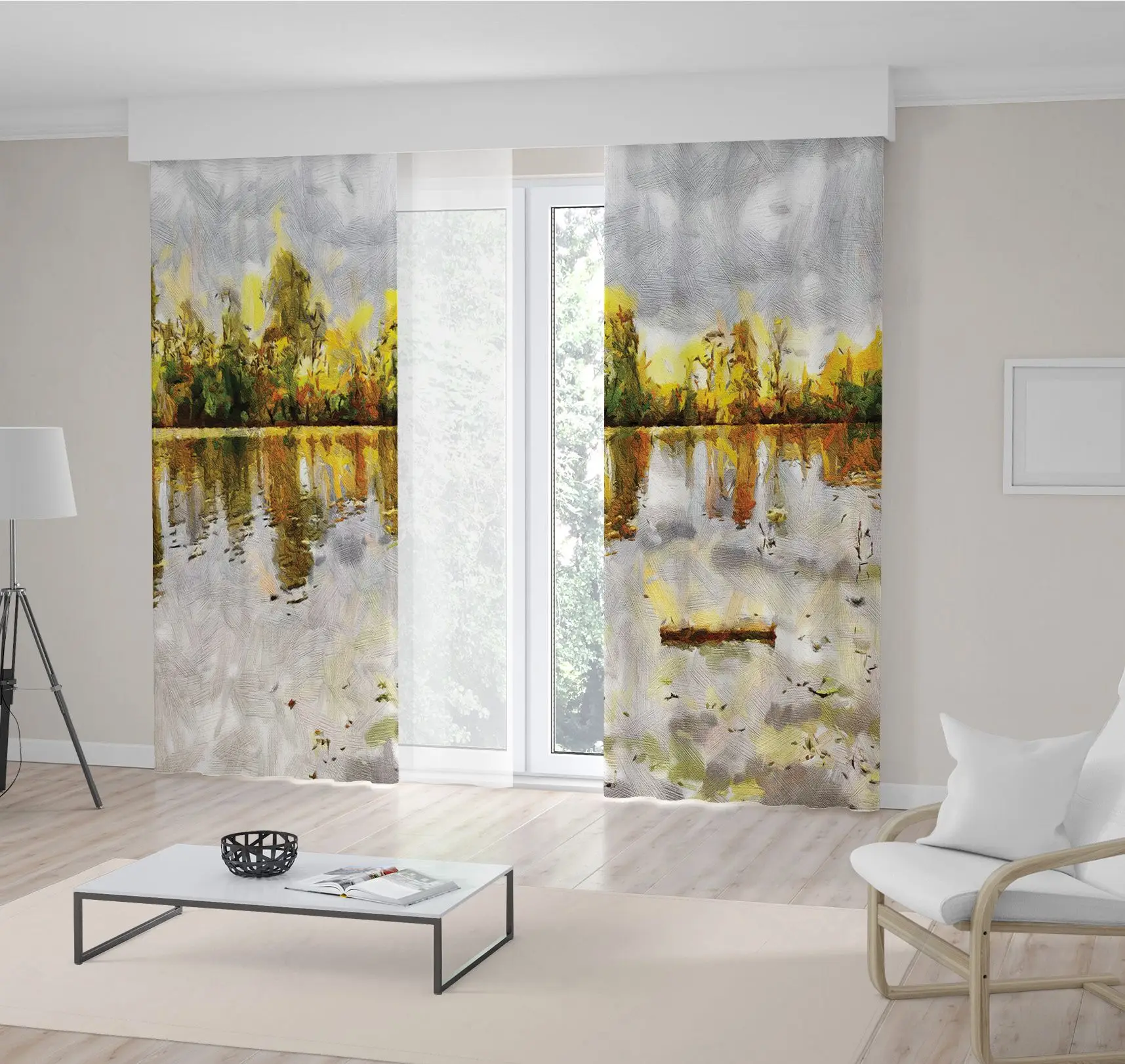 Curtain Autumn River Leaves Trees Forest Reflection Cloudy Sky Landscape in Grey Yellow Green Oil Painting On Canvas Art Print
Curtain Autumn River Leaves Trees Forest Reflection Cloudy Sky Landscape in Grey Yellow Green Oil Painting On Canvas Art Print