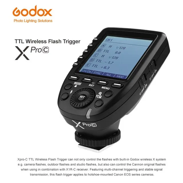 Передатчик Godox Xpro-C с ЖК-дисплеем, E-TTL ГГц, для цифровой зеркальной камеры Canon
Передатчик Godox Xpro-C с ЖК-дисплеем, E-TTL ГГц, для цифровой зеркальной камеры Canon