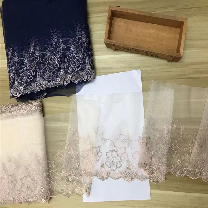 (2yards/Lot) Tulle Lace Fabric Navy-Blue Embroidery Net Lace Trim IDY Clothing Accessroies Champagne Lace Fabrics
(2yards/Lot) Tulle Lace Fabric Navy-Blue Embroidery Net Lace Trim IDY Clothing Accessroies Champagne Lace Fabrics