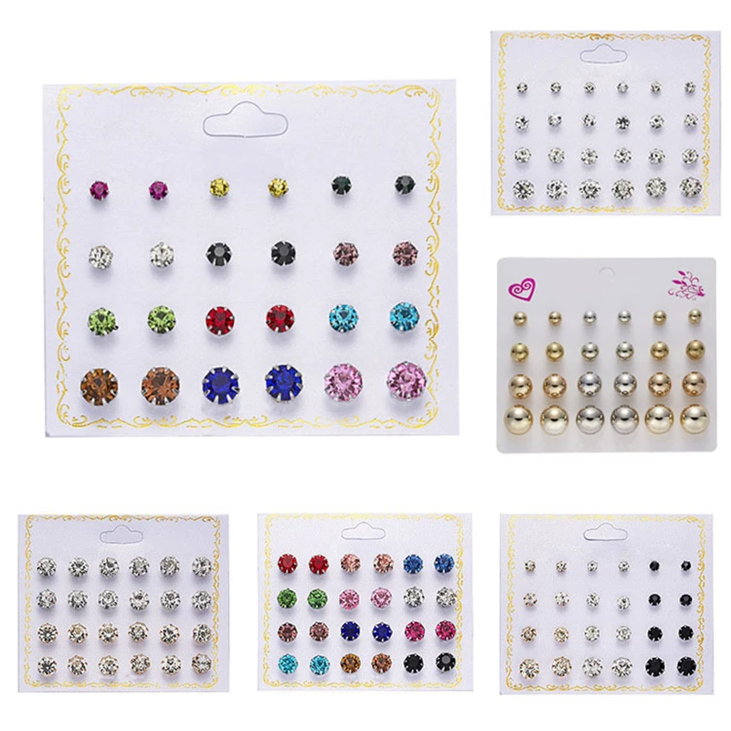 12pairs Crystal Simulated Pearl Earrings Sets For Women Colorful Round Ear Stud Earrings Wedding Jewelry Box Earrings
12pairs Crystal Simulated Pearl Earrings Sets For Women Colorful Round Ear Stud Earrings Wedding Jewelry Box Earrings