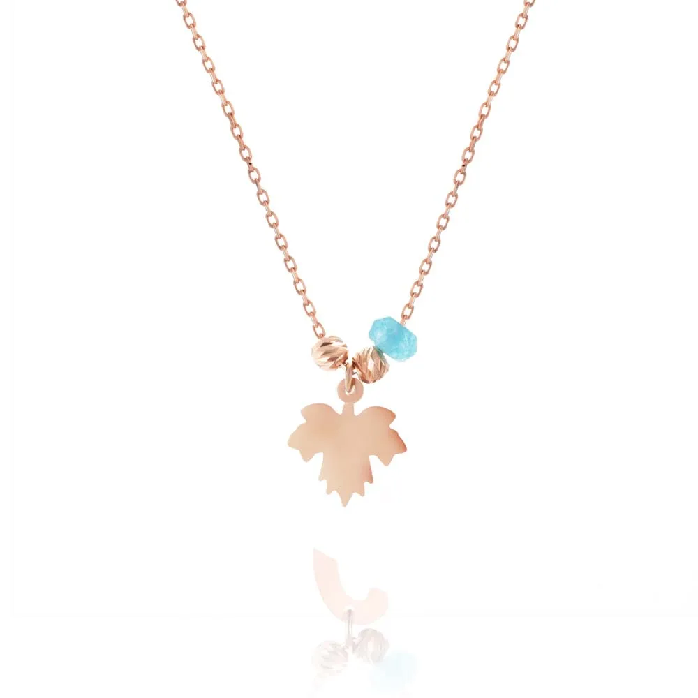 Necklace Jewelry Oak Leaf Pendant 925 Sterling Silver Rose Gold Featuring Aquamarine Stone with 43cm Chain
Necklace Jewelry Oak Leaf Pendant 925 Sterling Silver Rose Gold Featuring Aquamarine Stone with 43cm Chain