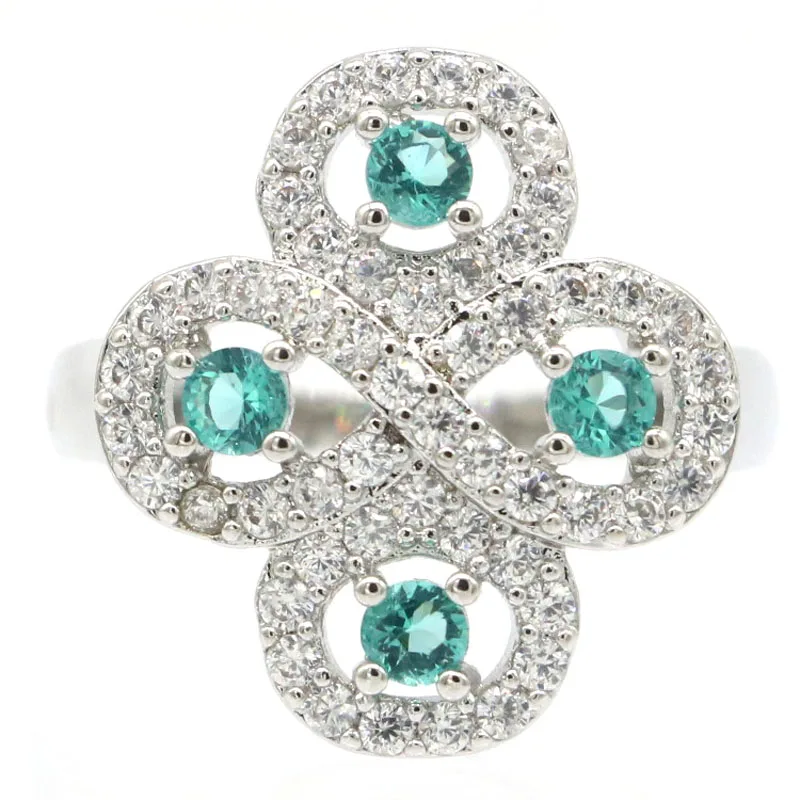20x18mm Юбилей создан синий Аквамарин Белый CZ для Дамская Молодежная Серебряные