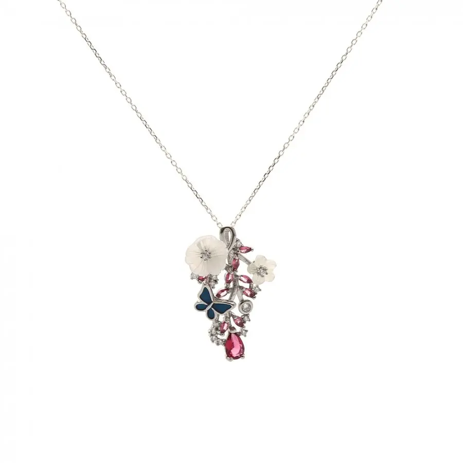 Gorgeous Butterfly and Flower 40 CM Necklace With A Touch Of Colorful Gemstones Emerald, Mother of Pearl and Zircon
Gorgeous Butterfly and Flower 40 CM Necklace With A Touch Of Colorful Gemstones Emerald, Mother of Pearl and Zircon