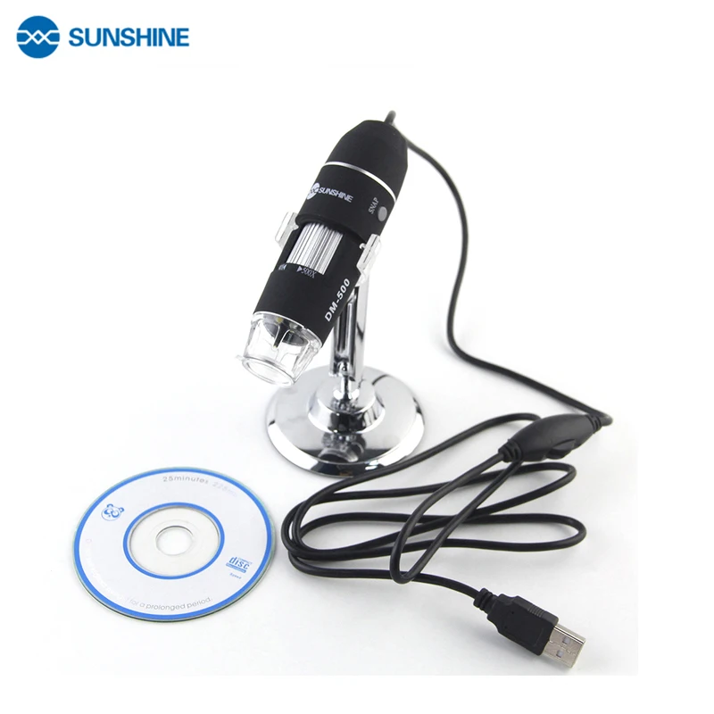 Цифровой микроскоп SUNSHINE Mini USB регулируемая Лупа 500x Электронный USB-микроскоп 8