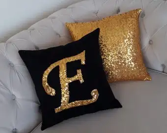 The first Case Gold Sequin Monogram Handmade Pillow case 
The first Case Gold Sequin Monogram Handmade Pillow case