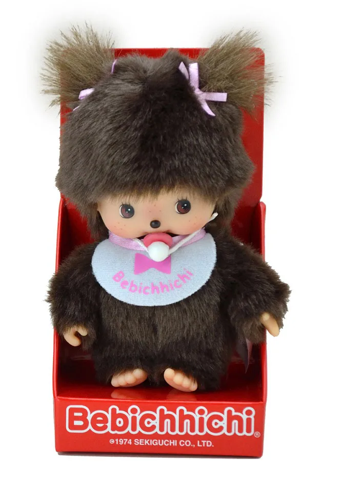 Мягкая игрушка Monchhichi Бэбичичи 15 см девочка в розовом слюнявчике (235550)|Мягкие