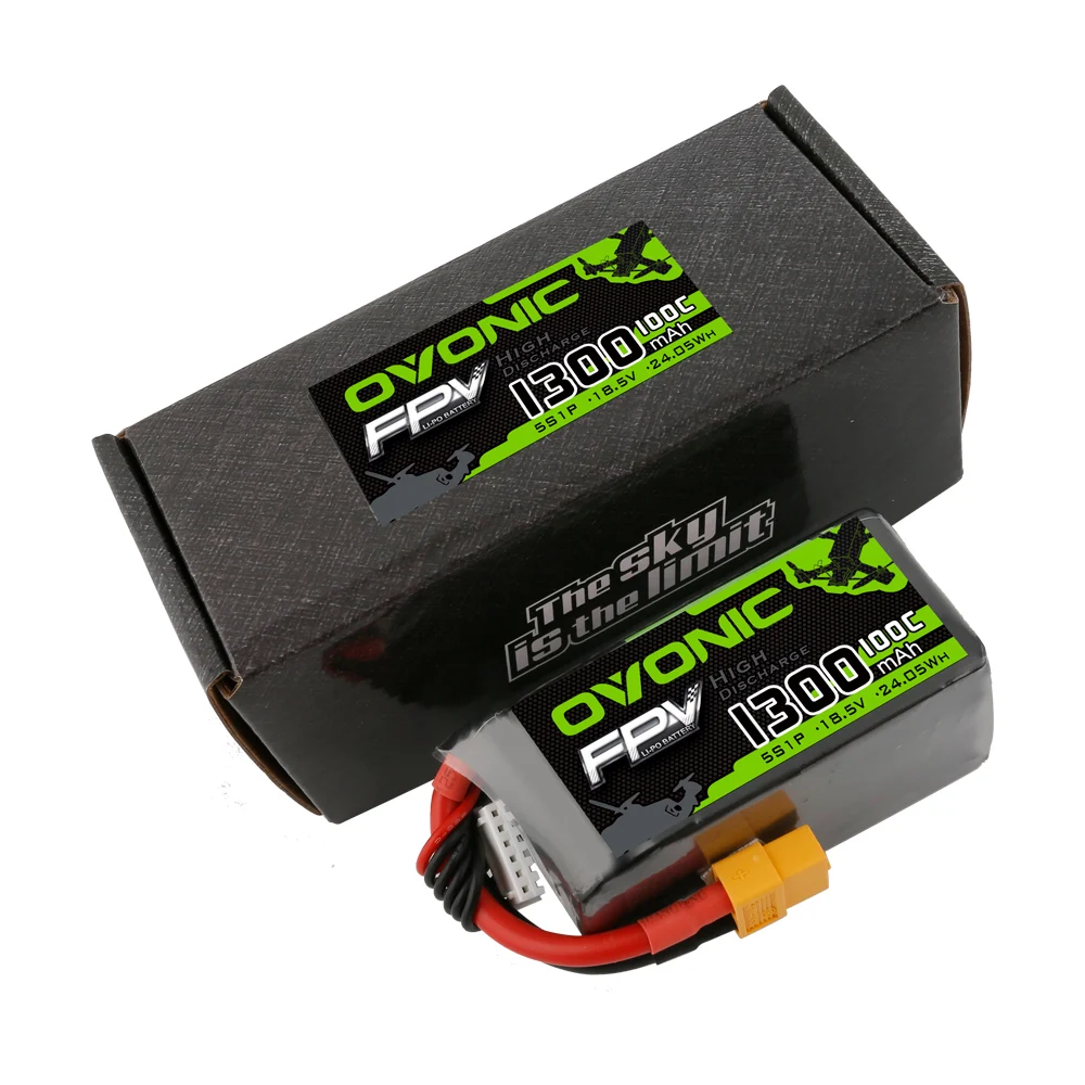 OVONIC FPV Lipo Battery 18.5V 1300mAh 5S 100C battery Lipo Battery Pack With XT60 Plug for Airplane FPV Heli
OVONIC FPV Lipo Battery 18.5V 1300mAh 5S 100C battery Lipo Battery Pack With XT60 Plug for Airplane FPV Heli