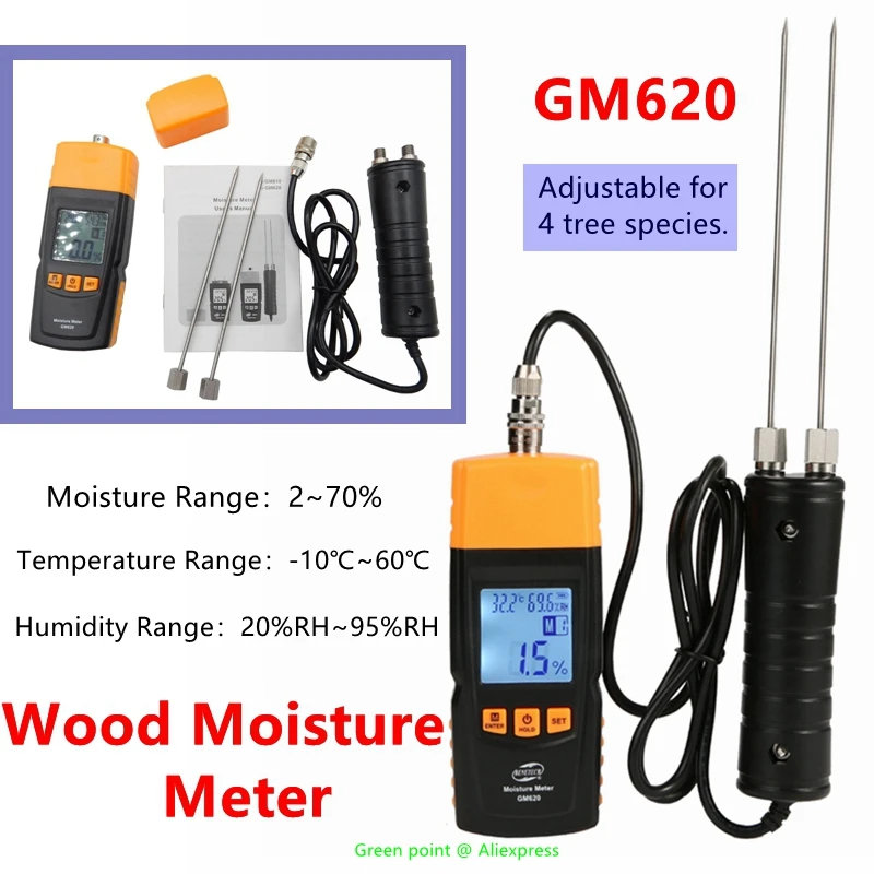 

2022 New Digital 3-IN-1 Wood Moisture Meter GM620 Plastic Material Handheld Mini Wood Moisture Detector With Solid And Backlight