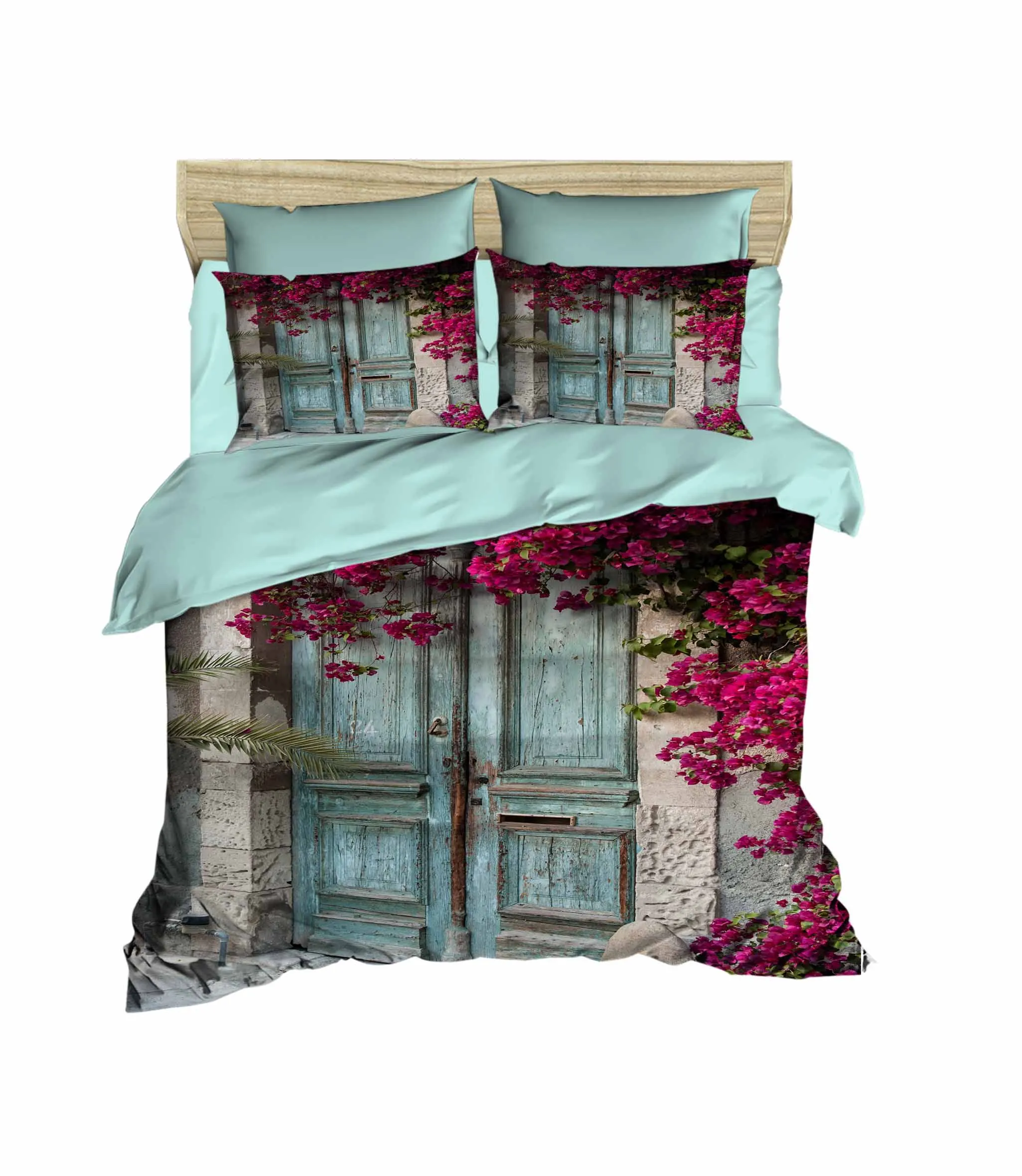 100% Turkish Cotton Door Beddding Vintage Door and Flowers Themed 3D Printed Duvet Cover Set, Made in Turkey, Turquoise
100% Turkish Cotton Door Beddding Vintage Door and Flowers Themed 3D Printed Duvet Cover Set, Made in Turkey, Turquoise