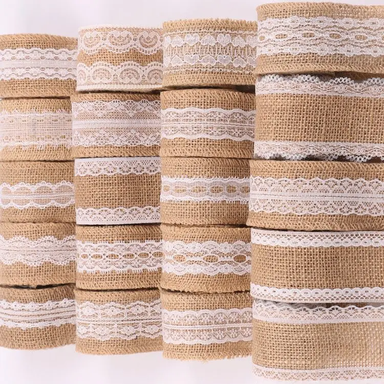 Jute Burlap Hessian Ribbon with Lace Trims Tape roll vintage rustic wedding decoration mariage wedding cake topper 4
Jute Burlap Hessian Ribbon with Lace Trims Tape roll vintage rustic wedding decoration mariage wedding cake topper 4