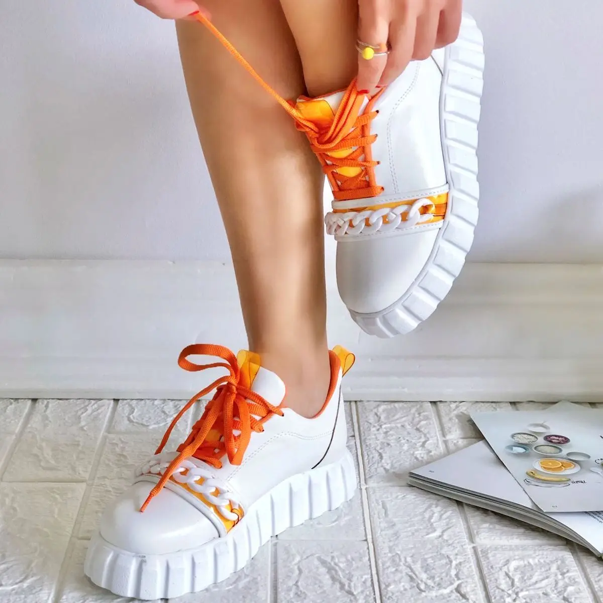 Rail White And Orange Women Sneaker Casual Breathable Comfortable Platform Sport Shoes Fashion Design Elegant Running Walking Lace Up Ladies Shoe Sneakers
Rail White And Orange Women Sneaker Casual Breathable Comfortable Platform Sport Shoes Fashion Design Elegant Running Walking Lace Up Ladies Shoe Sneakers