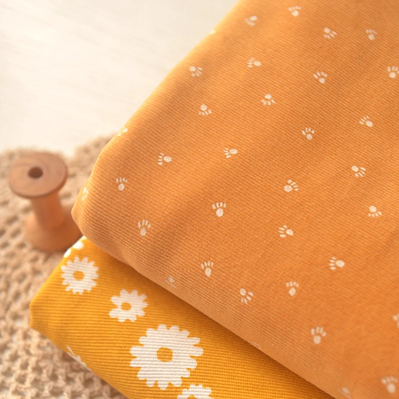 Pretty Turmeric Cute Little Claw Flower Shaka Corduroy Clothing Long Dress Handmade Fabric 
Pretty Turmeric Cute Little Claw Flower Shaka Corduroy Clothing Long Dress Handmade Fabric