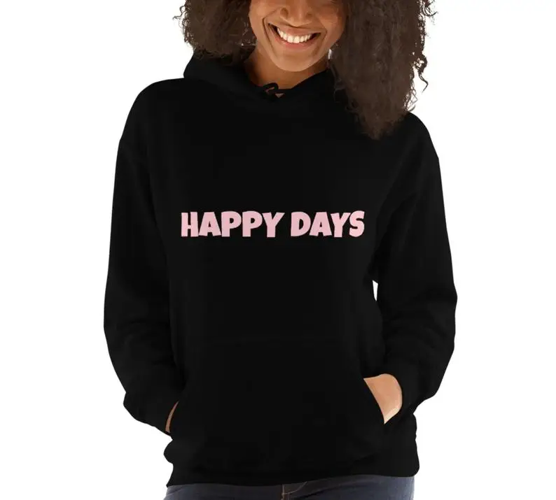 Новое поступление толстовка Sugarbaby с капюшоном Happy Days черная серая женская и