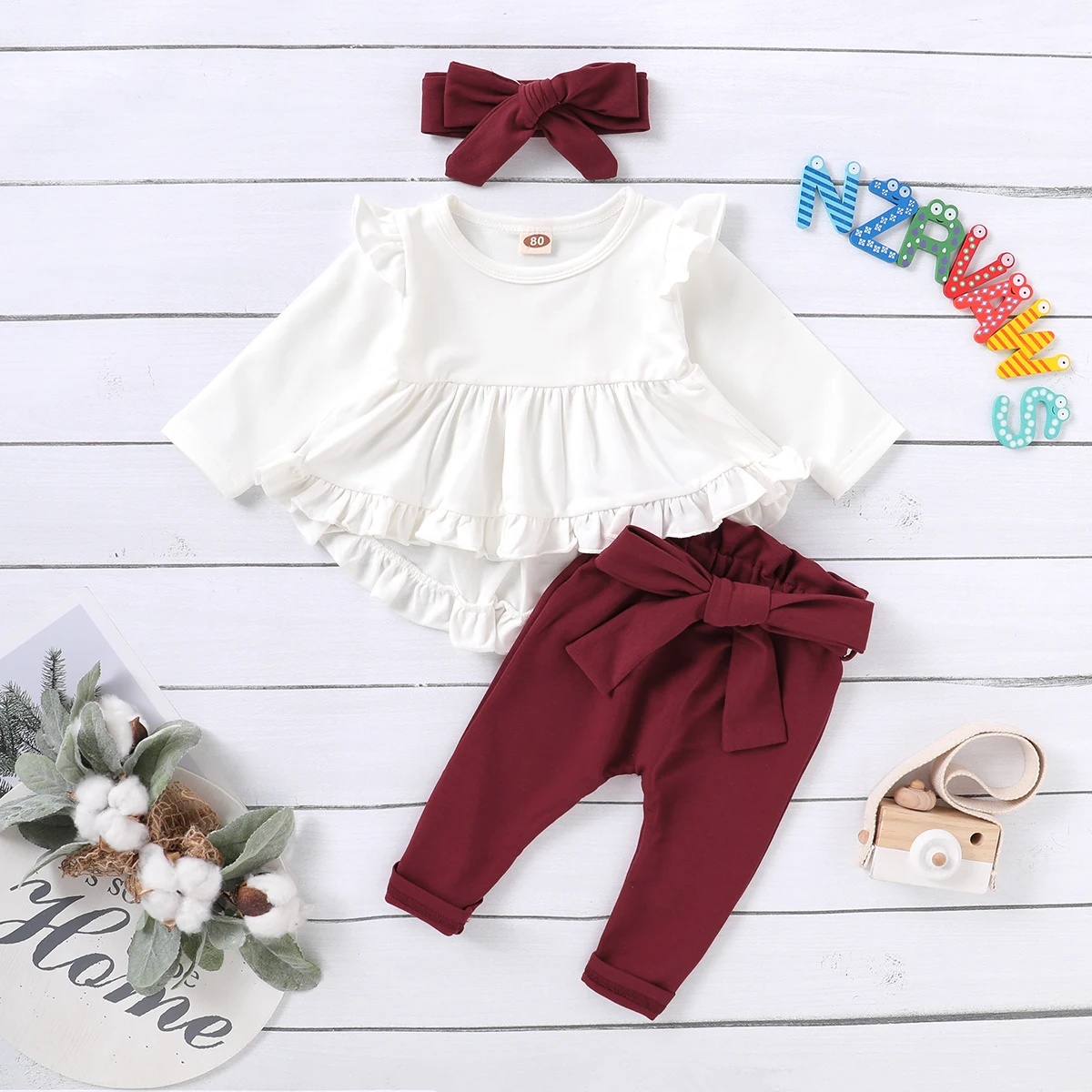 Newborn Photography Clothes Girls Spring Clothe Baby Girl Solid White Ruffles Long Sleeve Shirt And Red Bow Pants Toddler Outfit
Newborn Photography Clothes Girls Spring Clothe Baby Girl Solid White Ruffles Long Sleeve Shirt And Red Bow Pants Toddler Outfit