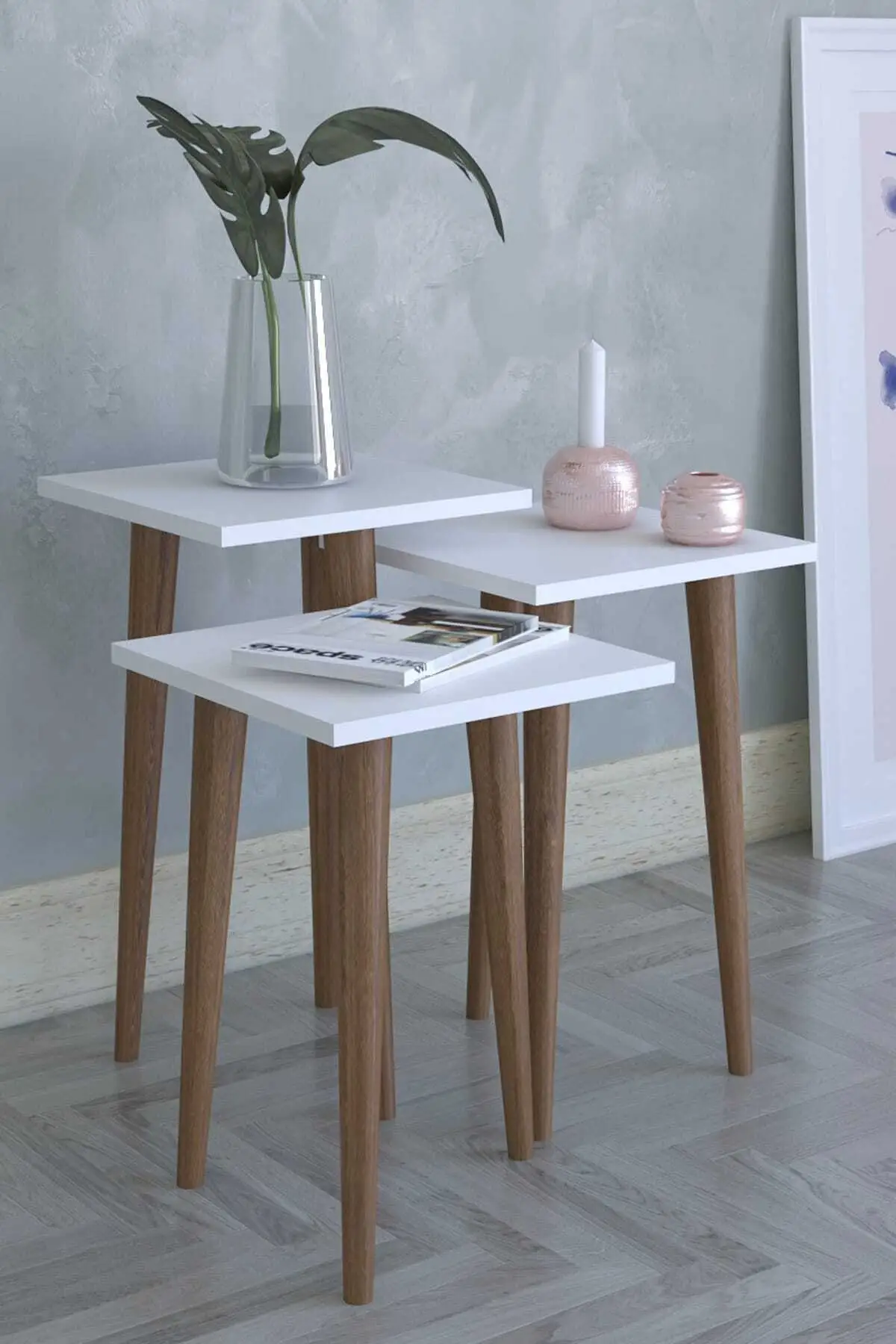 Remaks Retro Triple Nesting Table Side Table Service Table and Tea Table - White
Remaks Retro Triple Nesting Table Side Table Service Table and Tea Table - White