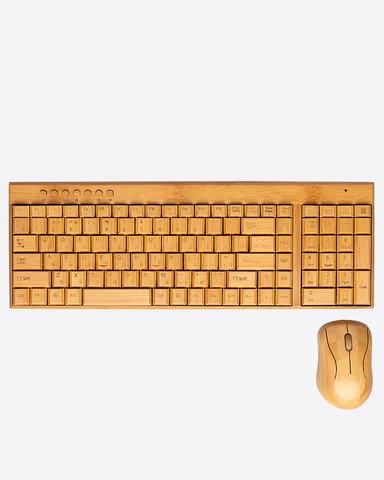 Деревянная клавиатура c мышкой из 100% бамбука