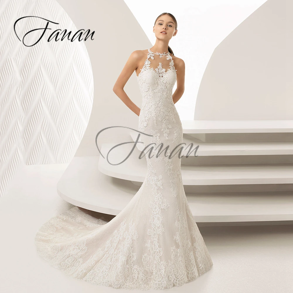 O-Neck Lace Appliques Mermaid Wedding Dresses Sleeveless Exquisite Sweep Train Bridal Gown robe de mariée vestido de novia
O-Neck Lace Appliques Mermaid Wedding Dresses Sleeveless Exquisite Sweep Train Bridal Gown robe de mariée vestido de novia