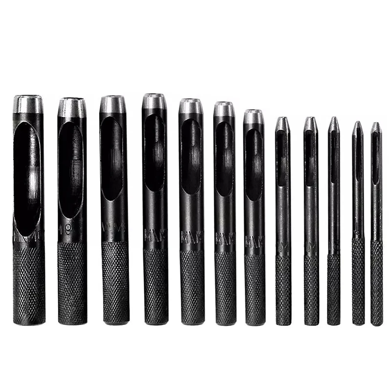 12PCS Leather Hole Punch Round Hollow Punch Set Cutter Tool For Watch Bands Round Steel for Watch Bands Belts Canvas Paper
12PCS Leather Hole Punch Round Hollow Punch Set Cutter Tool For Watch Bands Round Steel for Watch Bands Belts Canvas Paper