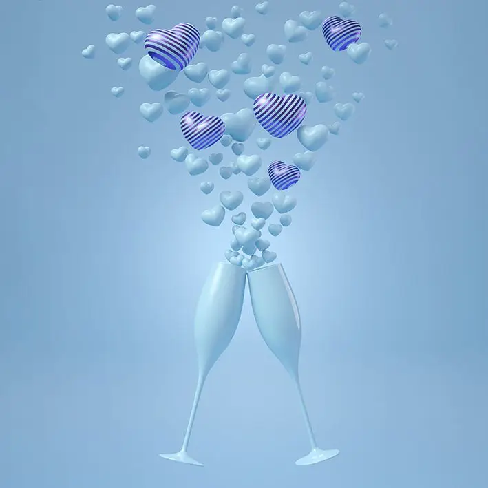

Curtain Love Cerebration Glasses Small with Hearts Like Splash Champagne of Happiness Fun Theme Art Blue