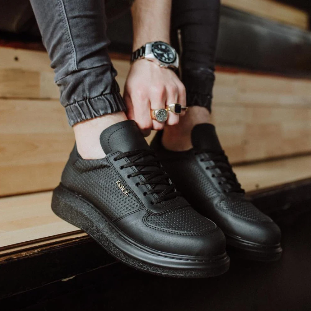 Ловкость Yüksek Taban Günlük Ayakkabı 042 Siyah (Siyah Taban) Новинка Üretim Yazlık турецкие Malı Tüm Kıyafetlere