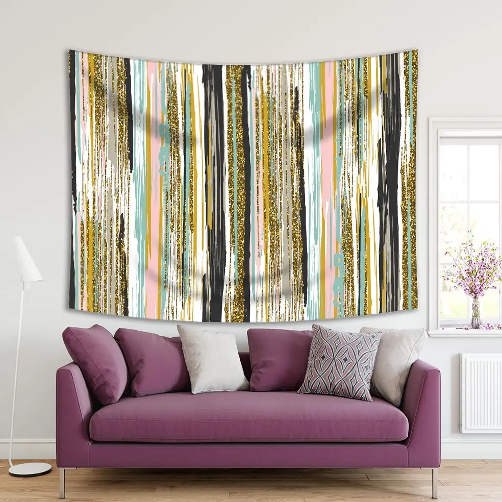 Tapestry Modern Artwork Vertical Lines Brush Strokes and Stripes in Gold Mustard Pink Blue Charcoal
Tapestry Modern Artwork Vertical Lines Brush Strokes and Stripes in Gold Mustard Pink Blue Charcoal