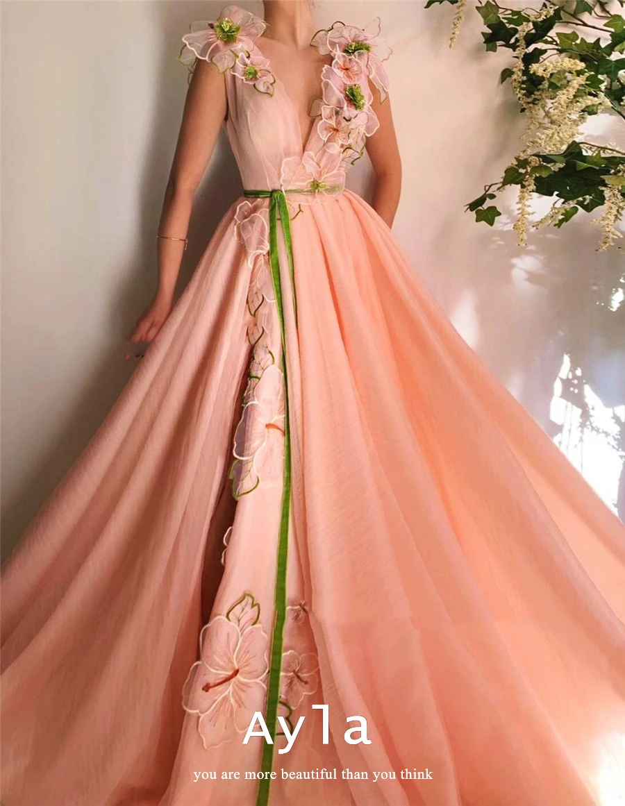 Gorgeous A-line Evening Dress With 3D Flower Chest Design Luxury Peach Pink Prom Gowns Belt Boho Formal Gowns Vestidos De Novia
Gorgeous A-line Evening Dress With 3D Flower Chest Design Luxury Peach Pink Prom Gowns Belt Boho Formal Gowns Vestidos De Novia