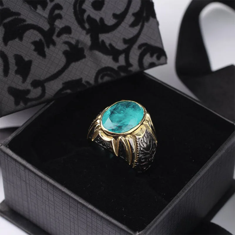 Paraiba Tourmaline Mans Handmade 925 Silver Ring, Handmade 18 K Gold Plated Oval shaped Light Blue
Paraiba Tourmaline Mans Handmade 925 Silver Ring, Handmade 18 K Gold Plated Oval shaped Light Blue