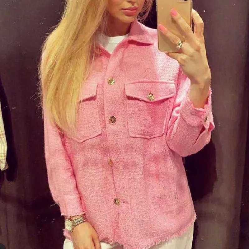 ZXQJ Women Solid Tweed Textured Jacket 2021 Autumn Fashion Ladies Lapel Single Breasted Overshirt Female Long Sleeve Short Coat
ZXQJ Women Solid Tweed Textured Jacket 2021 Autumn Fashion Ladies Lapel Single Breasted Overshirt Female Long Sleeve Short Coat