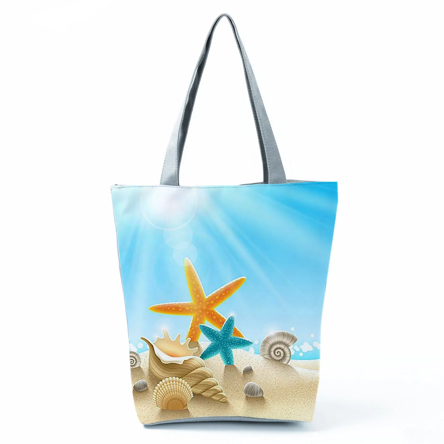 Eco Friendly New Fashion Beach Bag Starfish Conch Pattern Printed Tote Female High Capacity Shopping Bag Portable Bags for Women
Eco Friendly New Fashion Beach Bag Starfish Conch Pattern Printed Tote Female High Capacity Shopping Bag Portable Bags for Women