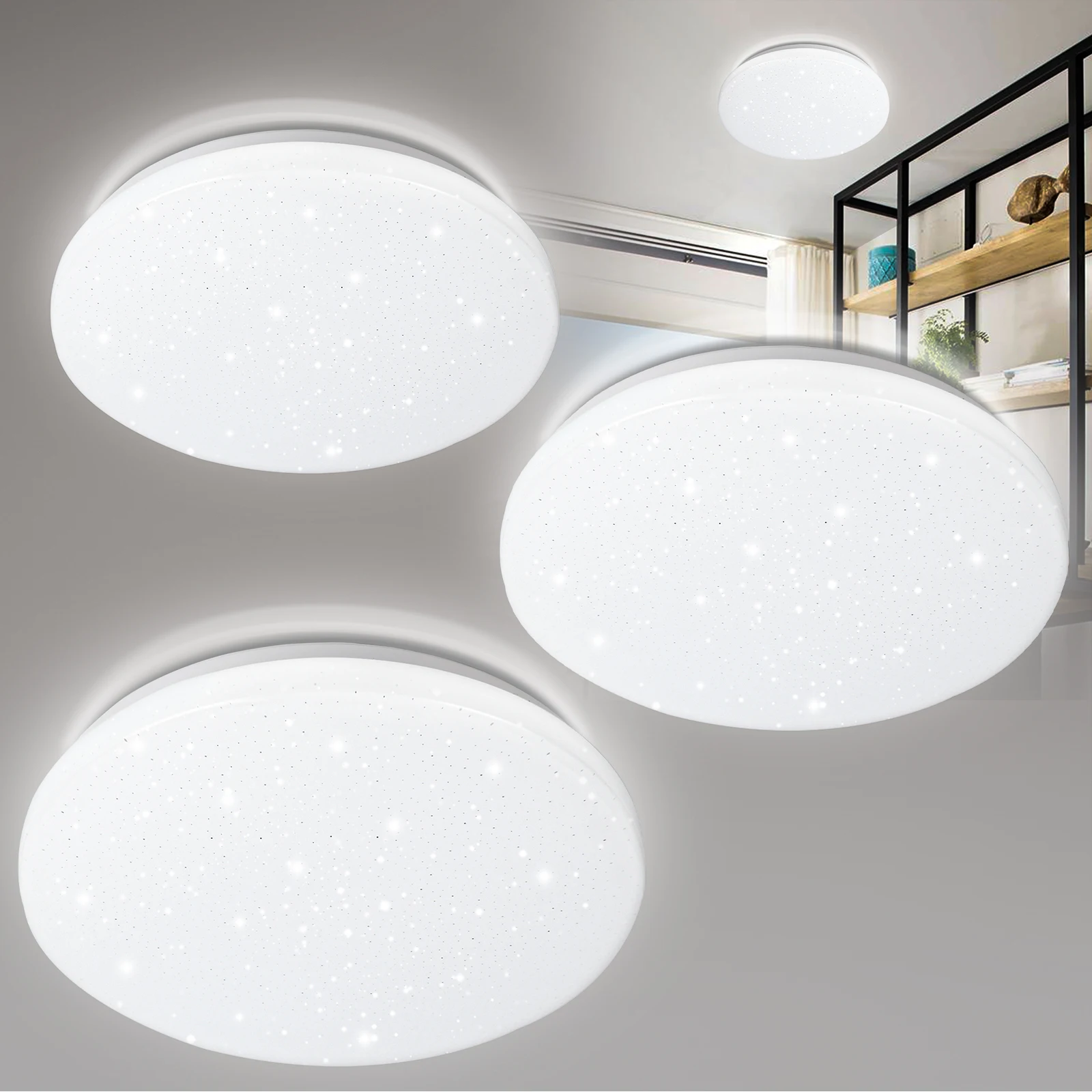 12W/16W/50W LED ceiling light ceiling lamp with stars decor, cold white round starry ceiling lamp, Starlight IP44
12W/16W/50W LED ceiling light ceiling lamp with stars decor, cold white round starry ceiling lamp, Starlight IP44