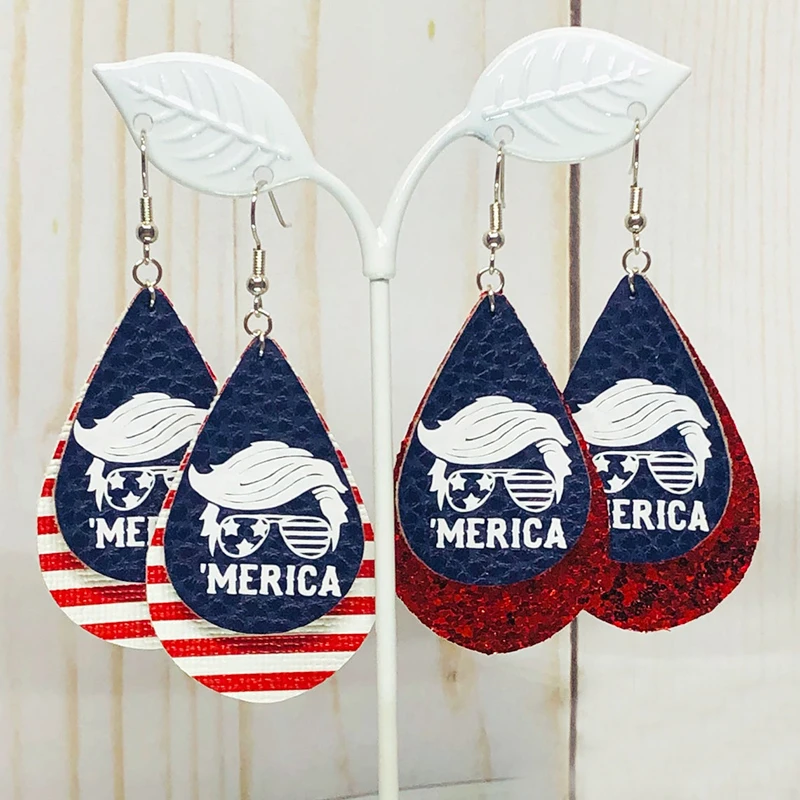 New! Trump 2020 Navy White Merica Printed Striped Leather Earrings Glitter Double Layer Teardrop Earrings Make Your Order
New! Trump 2020 Navy White Merica Printed Striped Leather Earrings Glitter Double Layer Teardrop Earrings Make Your Order