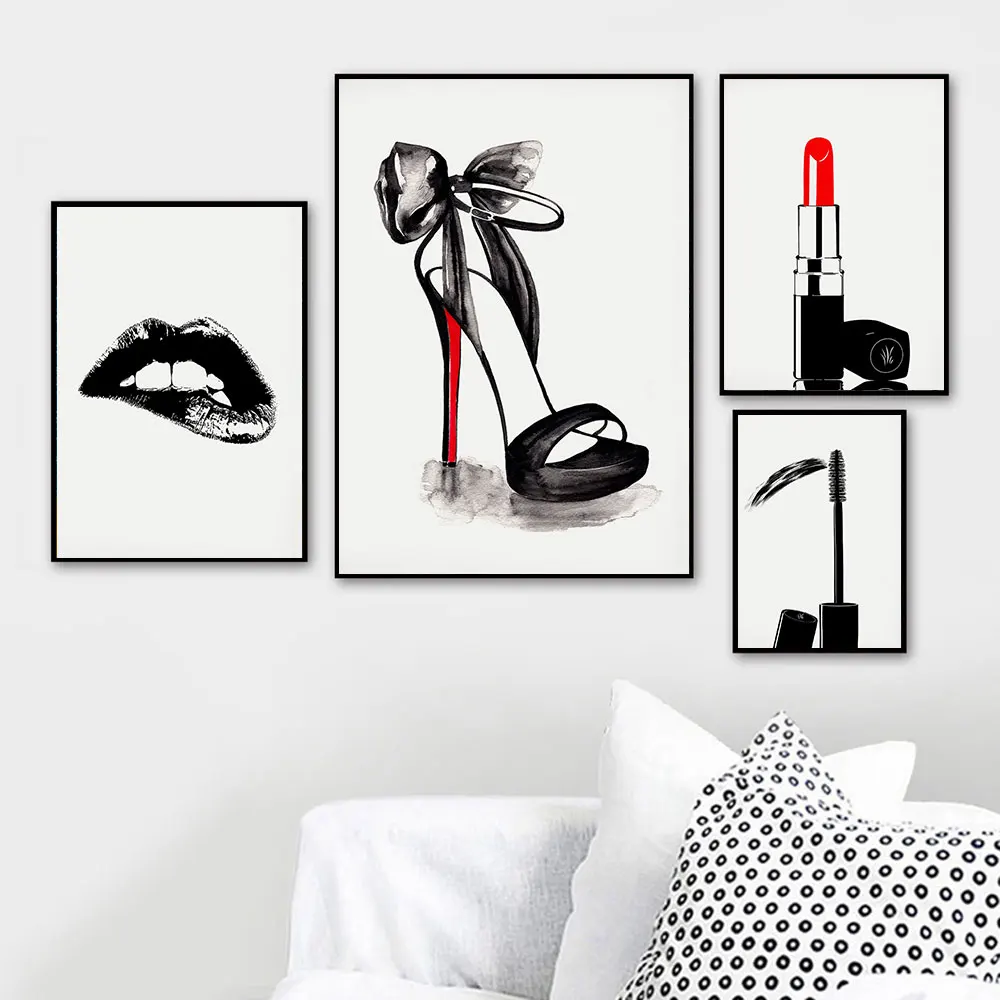 High Heels Red Lipstick Mascara Girl Wall Art Canvas Painting Nordic Posters And Prints Wall Pictures Living Room Decor Fashion
High Heels Red Lipstick Mascara Girl Wall Art Canvas Painting Nordic Posters And Prints Wall Pictures Living Room Decor Fashion