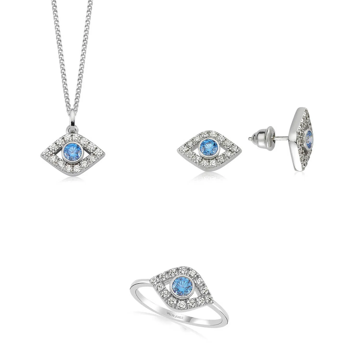 Valori Jewels эффектный сглаза, циркониевый белый и необычный синий драгоценный камень, родиевое покрытие, набор из стерлингового серебра
Valori Jewels эффектный сглаза, циркониевый белый и необычный синий драгоценный камень, родиевое покрытие, набор из стерлингового серебра